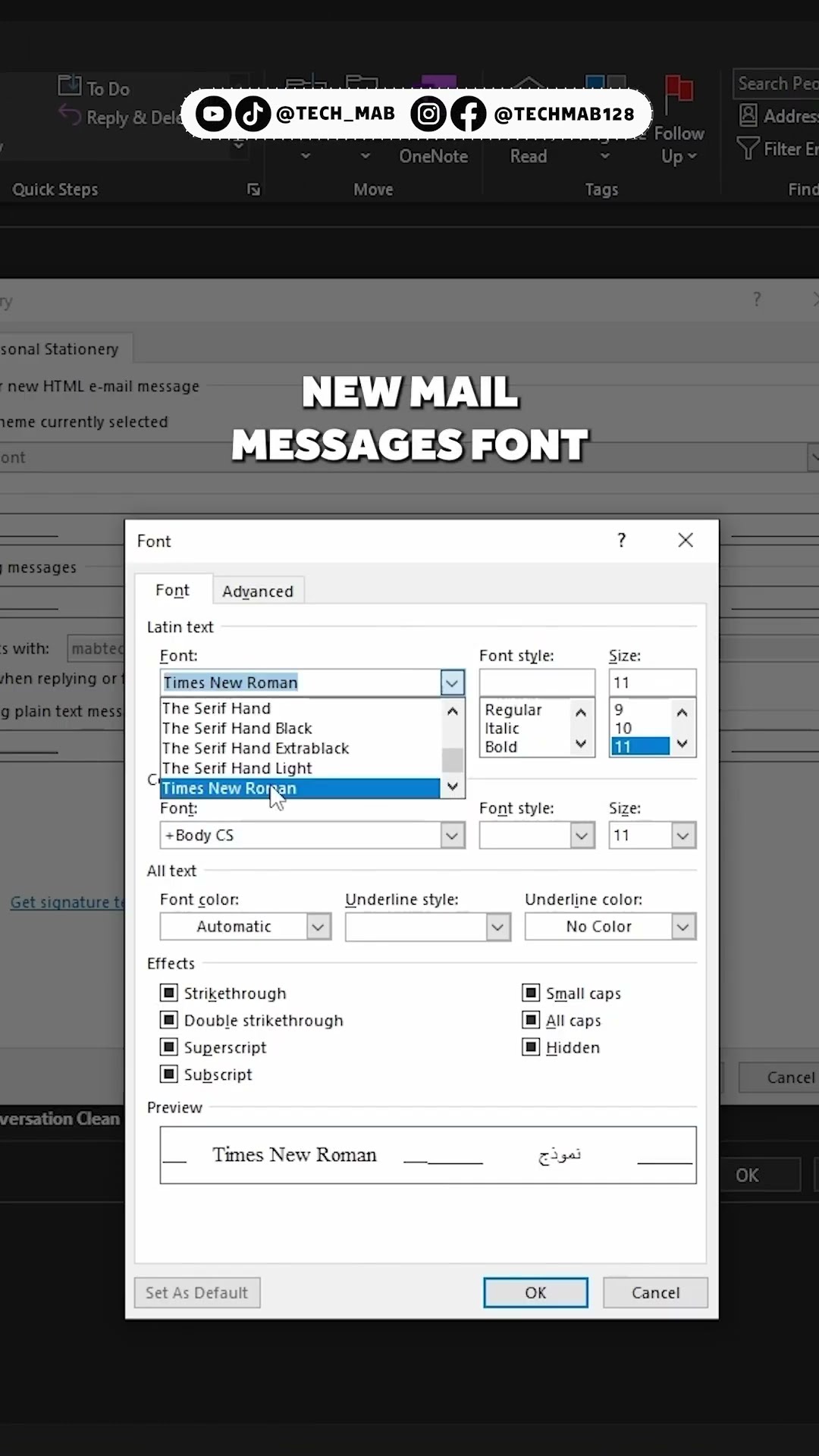 Outlook  Font change