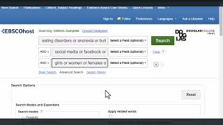 Navigating to the CINAHL database and conducting advanced searches