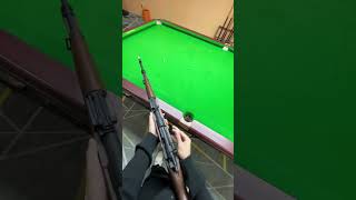 Toy gun to play pool.  #funny #happy #billiard