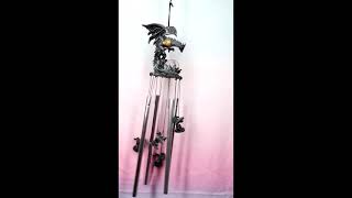 Ebros Armored Battle Dragon Crystal Sphere Resonant Relaxing Wind Chime Garden Patio