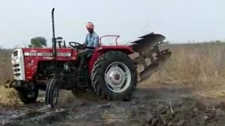 Massey 245 46 HP eagle with 3 bottom reversible Plough full detail Power demo