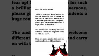Anchoring Script for Dance Performance - 1 #anchoringscript #danceperformance #hosting #scripts #1