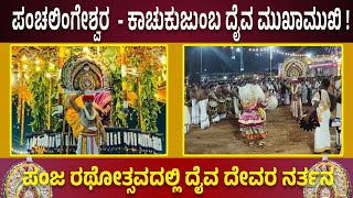 ಪಂಚಲಿಂಗೇಶ್ವರ ದೇವರು - ಕಾಚುಕುಜುಂಬ ದೈವ ಮುಖಾಮುಖಿ ! | ಪಂಜ ರಥೋತ್ಸವದಲ್ಲಿ ದೈವ ದೇವರ ನರ್ತನ