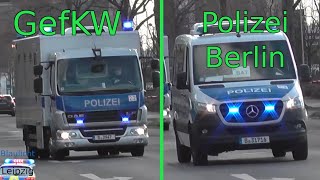 Großer Gefangenenkraftwagen (GefKW) und Bearbeitungstrupp (BAT) Polizei Berlin auf Einsatzfahrt