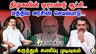 திமுகவின் ஓராண்டு ஆட்சி... மத்திய அரசின் செயல்பாடு... சாணக்யா கருத்துக்கணிப்பு முடிவுகள்