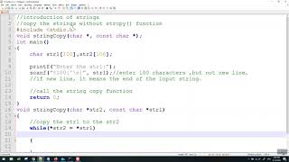 Strings copy function without strcpy in C Programming Tutorial for Beginners