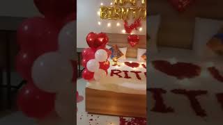 Romantic birthday surprise room decoration for boyfriend, Surprise birthday party decor #shorts