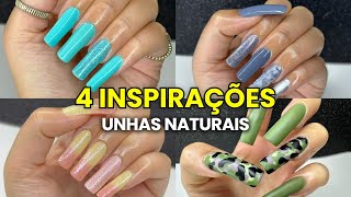 4 INSPIRAÇÕES DE UNHAS DECORADAS FÁCEIS | Unhas Naturais Grandes