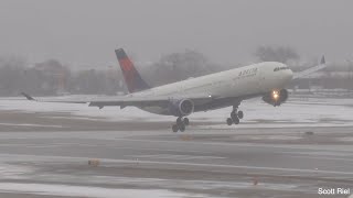 N829NW - DL11 - LHR-MSP  A330 Delta Windy Approach and Smooth Landing at KMSP/MSP Wintry Mar 16 2023