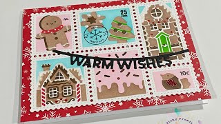 Christmas In July-Waffle Flower Postage Collage Gingerbread Stencil