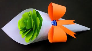 DIY Independence Day Craft | Republic Day Craft Ideas | Diy Paper Flower Bouquet #indipendenceday