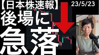 【日本株速報】23/5/23 ついに起きた！後場の急落！10年前の暴落が頭をよぎるが