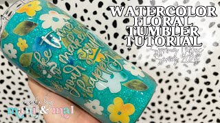 Watercolor Floral Glitter Tumbler Tutorial | Spring Vibes Series 2024