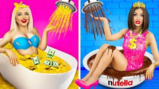 Rich vs Poor Girl Body Swap for 24 Hours | Funny Challenge Living Like Rich and Broke by RATATA