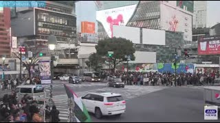 Shibuya City Scramble Crossing Live Camera 2/3/2025 12:11 PM - 9:33 PM (Cloudy - Night)