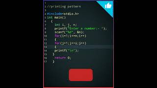 #72🖥🖲Pattern printing program🖥 C Language Tutorial👨‍🏫📂📓#shorts #coding