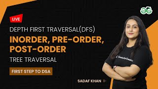 Depth first traversal DFS | Inorder Pre-order Post-order tree traversal|First step to DSA|Sadaf Khan