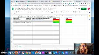 Sheets Volunteer Sign Ups