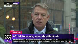 Iohannis: Am primit demisia domnului Roman. Îl voi numi interimar pe domnul ministru Virgil Popescu