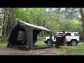 solo camping in the rain wet body overnight typhoon strong rain cozy tent asmr