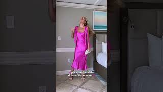 Barbie Pink Silk Slip Dress, Summer Outfit Ideas perfect for Wedding Guest Outfit Inspiration