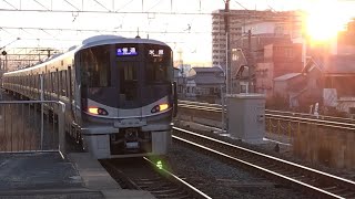 JR西日本 225系100番台 L編成 ラッシュ時の6両普通 米原行き 4分遅延 石山駅 20250206