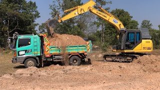 จัดหนักเต็มอุ้ม8ตักรู้เรื่องเต็มกล่อง!! เจ้าโม่130-5 Dump trucks excavator