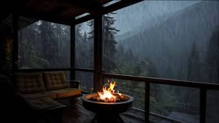 10 Hours⚡Extra Heavy Rain in a Quiet Farm Balcony Get over Anxiety and Fall Asleep with Rain Sounds