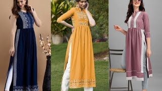 Trendy Side Slit Frock Kurti Designs || Side Slit Kurti Design || Slit Kurti Design Ideas