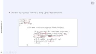 Object Oriented Programming (JAVA) | C3-L4 | Reading from URL Openstream example