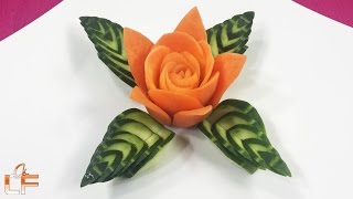 Carrot Flower Carving And Cucumber Cutting Garnish - Art Of Vegetable Carving Designs