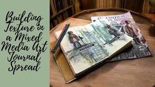 Building Texture in a Mixed Media Art Journal Spread #maremicollagebooks #qorwatercolors