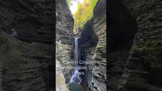 Cavern Cascade Waterfall at Watkins Glen State Park in New York's Finger Lakes Region 纽约五指湖地区瀑布