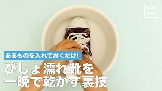 あるものを入れておくだけ！びしょ濡れ靴を一晩で乾かす裏技