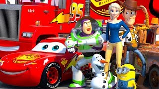 Disney Pixar CARS meet TOY STORY Lightning McQueen Buzz Lightyear & Woody ANIMAT