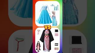 Elsa Frozen vs Nezuko (dress, cake, shoes, makeup, pencil, bag) #shorts #elsa #frozen