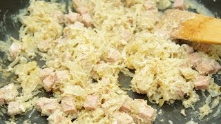 Pan Fried Sauerkraut with Leberkäse