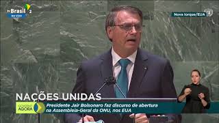 O Presidente Jair Bolsonaro faz discurso de abertura na 76ª sessão da ONU, em Nova Iorque (EUA).