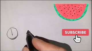 How kids draw watermelon ||كيف يرسم الاطفال البطيخ