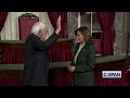 harris jokes with sanders not your nature to just stand where you re told to stand