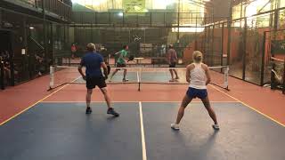 Adrián Nogueiro / Corrine Carr vs.  Alejandro Ghezzi / Fernando Anido in a pickleball game in Buenos