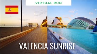 Valencia Sunrise | Virtual Run / Walk ASMR | Treadmill Workout Scenery | Spain