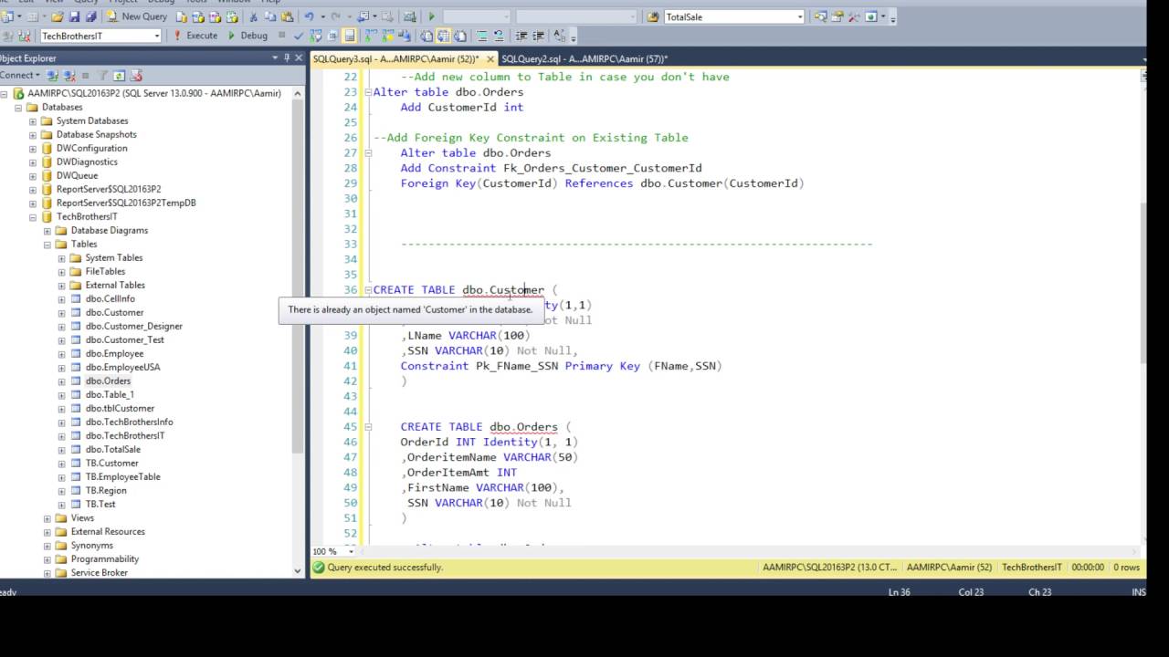 How To Add Foreign Key Constraint To Existing Table In SQL Server-SQL ...