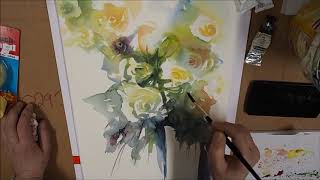 Aquarell Rosen in der Vase - how to paint flowers in watercolor