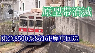 【最後の原型帯】東急8500系8616F廃車回送 (長津田出庫・恩田)