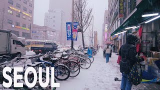 갑자기 내리는 폭설, 길동역에서 명일역까지 걷는 눈오는 서울 풍경 / Scenery of Seoul with heavy snowfall