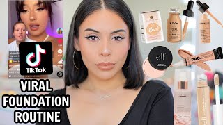 I Tried A VIRAL TikTok Foundation Routine + Wear Test (try this!) 😍
