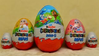 Kinder surprise eggs Mega, Maxi eggs Hot Wheels Smurfs Barbie fun toys unboxing