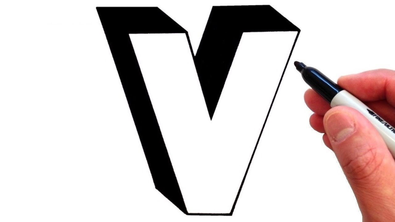 Letra V 3d 3d Rendering Lowercase Letter V Cool Door Number Style