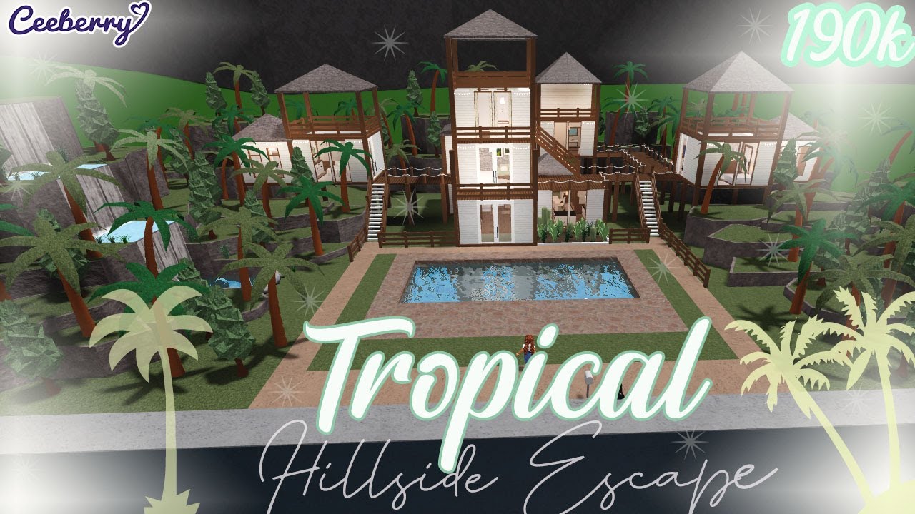 Bloxburg | Tropical Hillside Escape 190k | Speed Build - YouTube